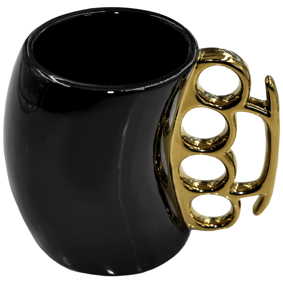 Caliber Gourmet CBGM1026 Brass Knuckles-Shaped Mug Black & Gold Ceramic Brass Knuckles Caliber Gourmet CBGM1026 Brass Knuckles-Shaped Mug Black & Gold Ceramic Brass Knuckles