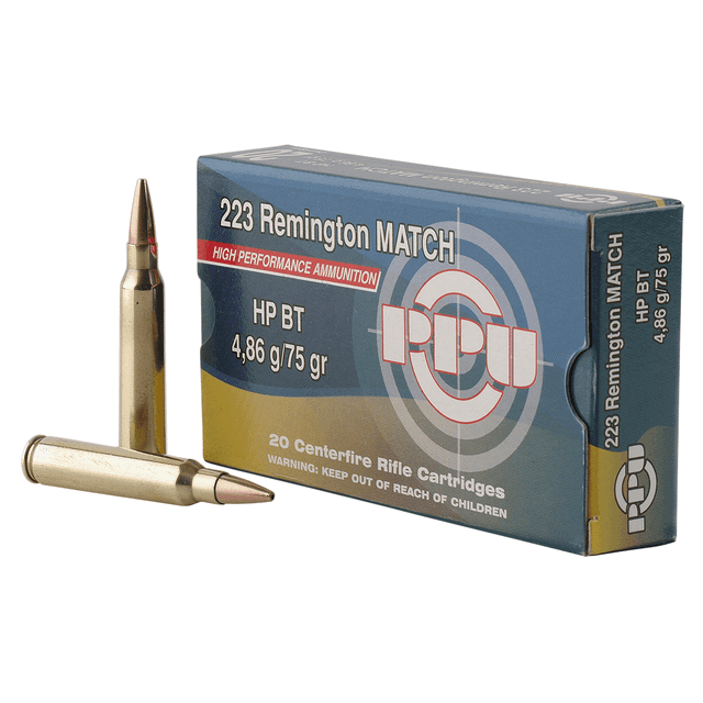 PPU Match 223 Rem 69 gr Hollow Point Boat-Tail (HPBT) - PPM2231 PPU Match 223 Rem 69 gr Hollow Point Boat-Tail (HPBT) - PPM2231