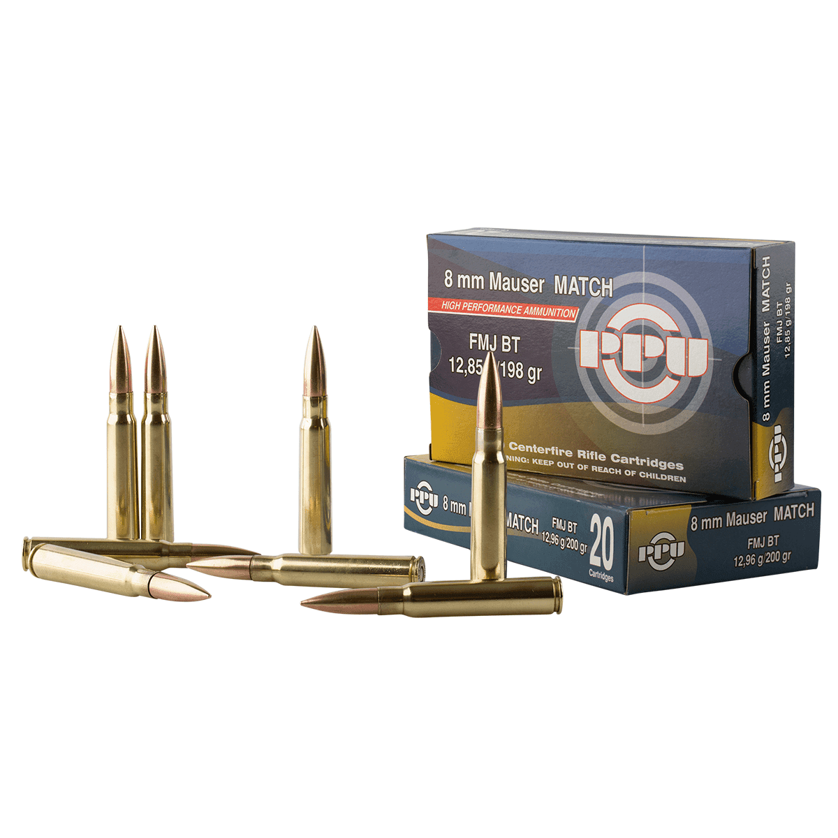 PPU Match 8mm Mauser 200 gr Full Metal Jacket Boat-Tail (FMJBT) - PPM8 PPU Match 8mm Mauser 200 gr Full Metal Jacket Boat-Tail (FMJBT) - PPM8