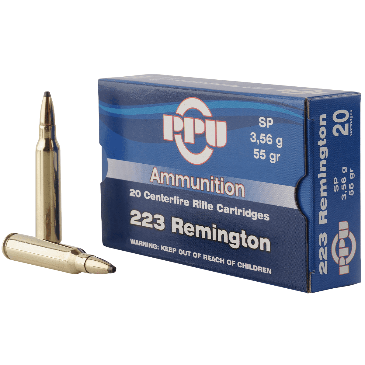 PPU Standard Rifle 223 Rem 55 gr Soft Point (SP) - PP223S PPU Standard Rifle 223 Rem 55 gr Soft Point (SP) - PP223S