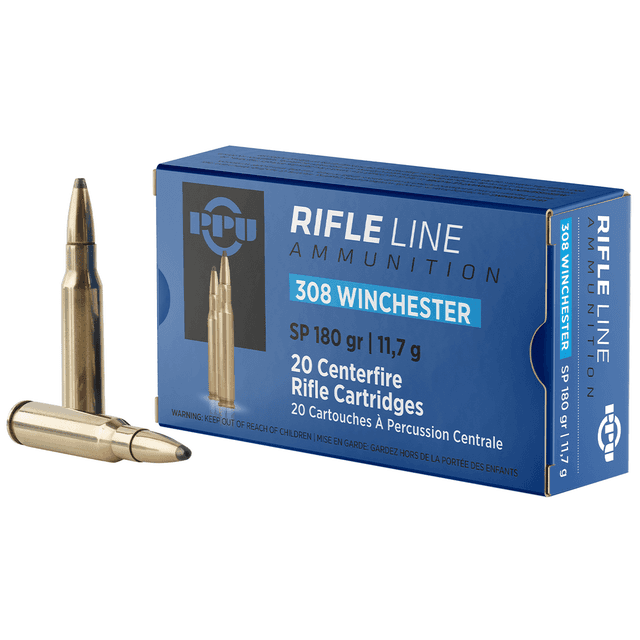 PPU Standard Rifle 308 Win 180 gr Soft Point (SP) - PP3083 PPU Standard Rifle 308 Win 180 gr Soft Point (SP) - PP3083