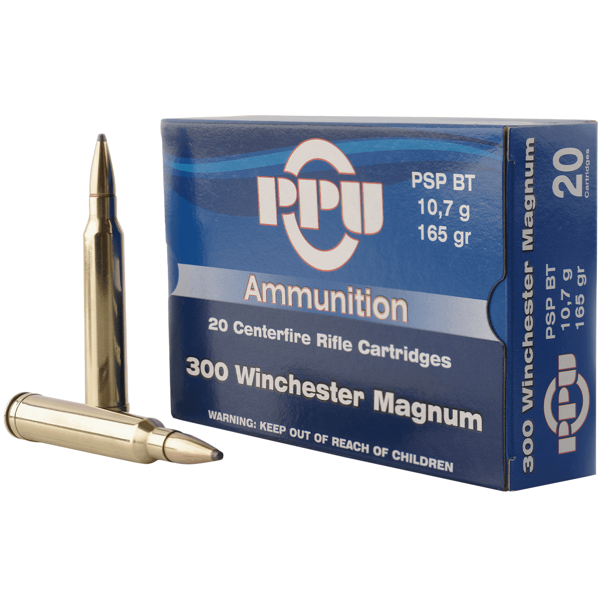 PPU Standard Rifle 300 Win Mag 165 gr Soft Point Boat-Tail (SPBT) - PP3002 PPU Standard Rifle 300 Win Mag 165 gr Soft Point Boat-Tail (SPBT) - PP3002