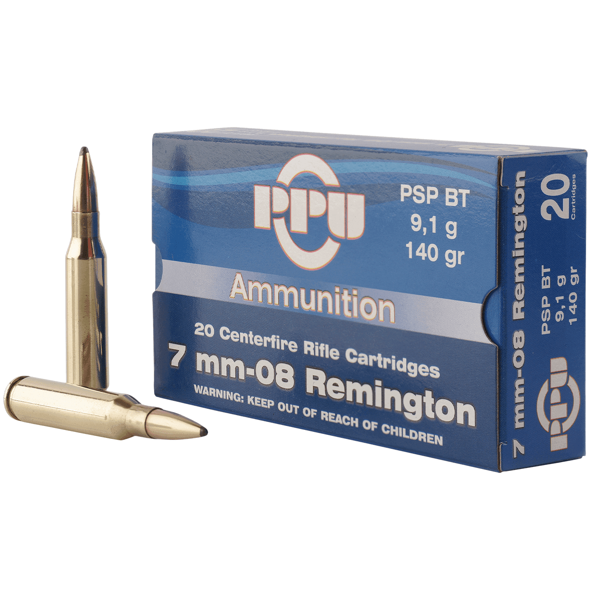PPU Metric Rifle 7mm-08 Rem 140 gr Pointed Soft Point Boat-Tail (PSPBT) - PP708 PPU Metric Rifle 7mm-08 Rem 140 gr Pointed Soft Point Boat-Tail (PSPBT) - PP708