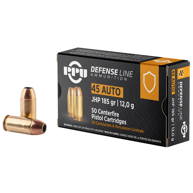 PPU Defense Centerfire Rounds, 45ACP, JHP 185gr - PPD45 PPU Defense Centerfire Rounds, 45ACP, JHP 185gr - PPD45