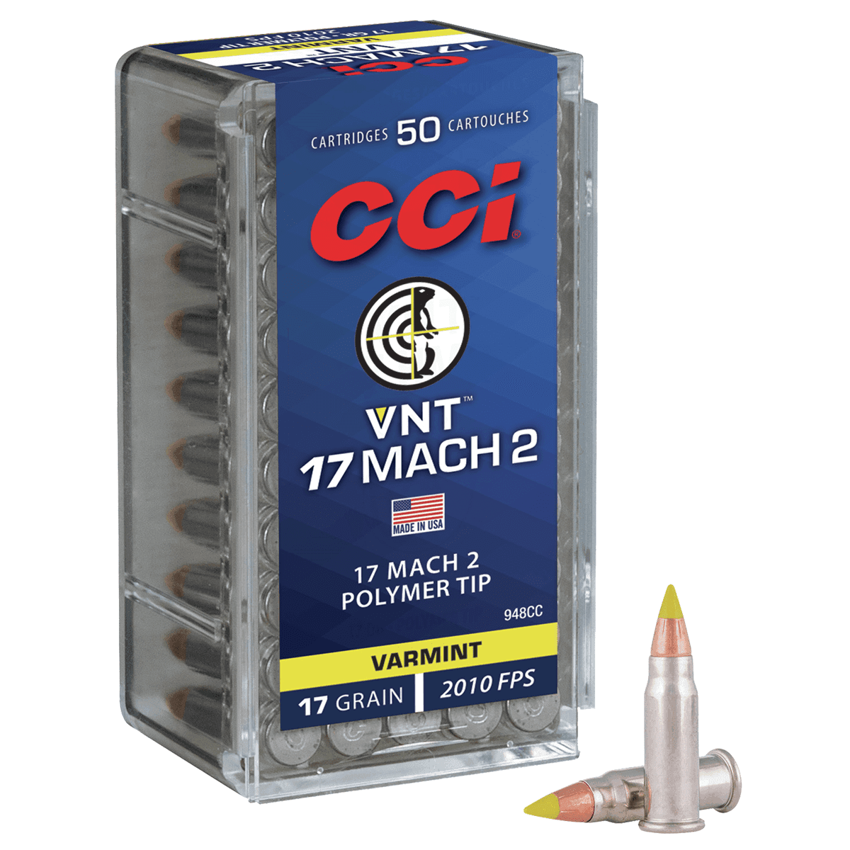 CCI 948CC VNT Rimfire 17 HM2 17 gr Varmint Tipped 50 Per Box/ 100 Case CCI 948CC VNT Rimfire 17 HM2 17 gr Varmint Tipped 50 Per Box/ 100 Case