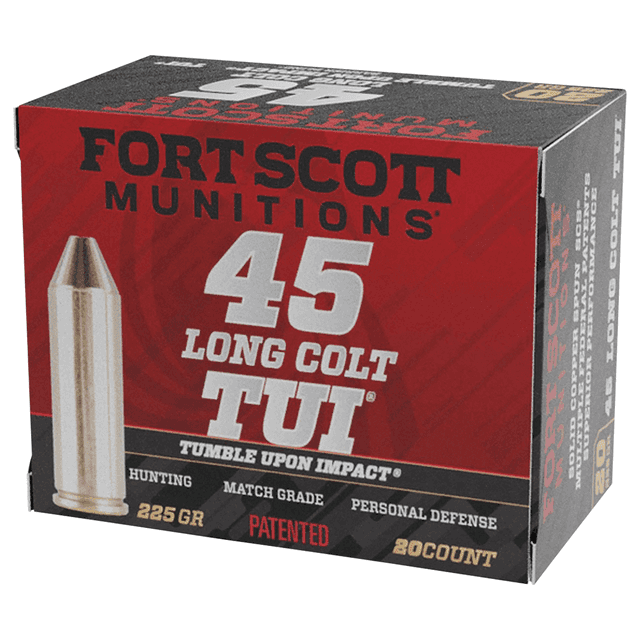 Fort Scott Munitions Tumble Upon Impact (TUI) Self Defense 45 Long Colt 225 gr Solid Copper Handgun Ammo Fort Scott Munitions Tumble Upon Impact (TUI) Self Defense 45 Long Colt 225 gr Solid Copper Handgun Ammo