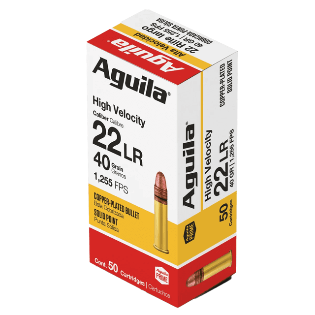 Aguila 1B220328 Super Extra High Velocity 22LR 40gr Copper Plated Solid Point 50 Per Box Aguila 1B220328 Super Extra High Velocity 22LR 40gr Copper Plated Solid Point 50 Per Box