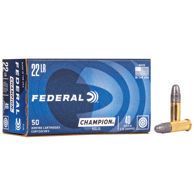 Federal 510 Champion Training 22 LR 40 gr Lead Round Nose Rimfire Ammo Federal 510 Champion Training 22 LR 40 gr Lead Round Nose Rimfire Ammo
