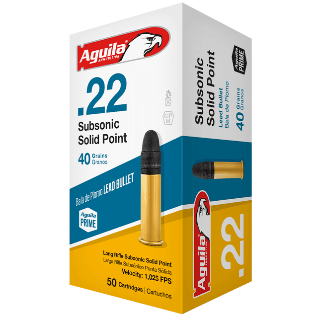 Aguila Subsonic 22 LR 40 gr Lead Solid Point Rimfire Ammo Aguila Subsonic 22 LR 40 gr Lead Solid Point Rimfire Ammo