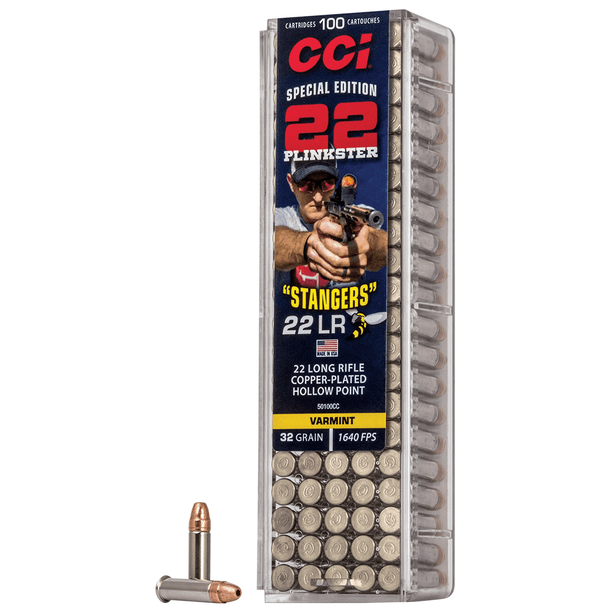 CCI 50100CC Stangers 22 LR 32 gr Copper Plated Hollow Point 100 Per Box/ 50 Case CCI 50100CC Stangers 22 LR 32 gr Copper Plated Hollow Point 100 Per Box/ 50 Case
