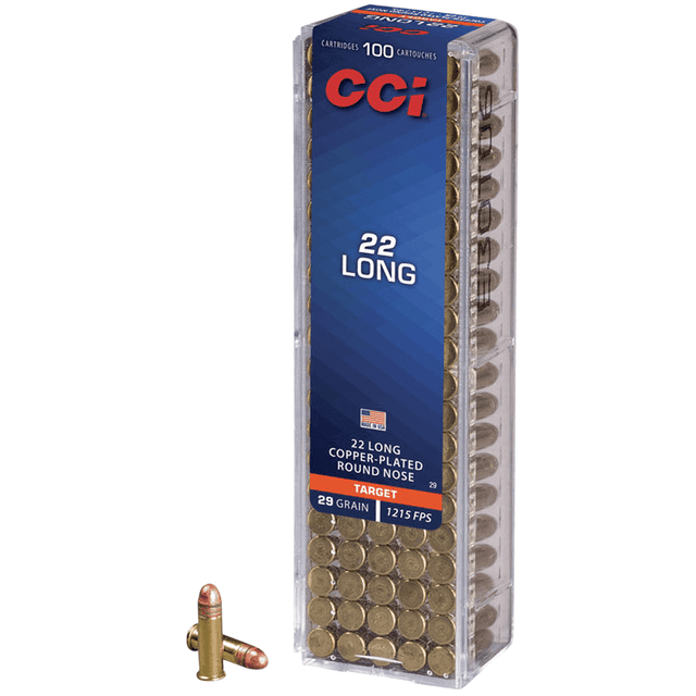 CCI 0029 Target Rimfire 22 Long 29 gr Copper Plated Round Nose 100 Per Box/ 50 Case CCI 0029 Target Rimfire 22 Long 29 gr Copper Plated Round Nose 100 Per Box/ 50 Case