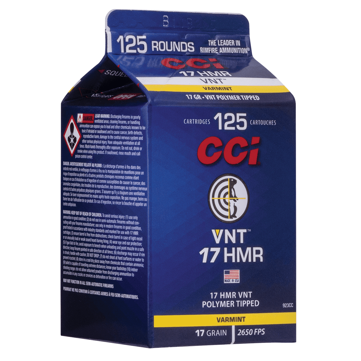 CCI 923CC VNT Rimfire 17 HMR 17 gr Varmint Tipped 125 Per Box/ 10 Case CCI 923CC VNT Rimfire 17 HMR 17 gr Varmint Tipped 125 Per Box/ 10 Case