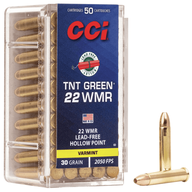 CCI 0060 TNT Green 22 WMR 30 gr Speer TNT Green Hollow Point 50 Per Box/ 40 Case CCI 0060 TNT Green 22 WMR 30 gr Speer TNT Green Hollow Point 50 Per Box/ 40 Case