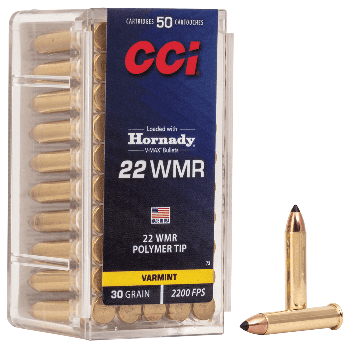 CCI 0073 VMAX 22 WMR 30 gr Hornady V Max 50 Per Box/ 40 Case CCI 0073 VMAX 22 WMR 30 gr Hornady V Max 50 Per Box/ 40 Case