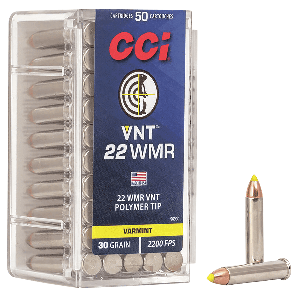 CCI 969CC VNT Rimfire 22 WMR 30 gr Varmint Tipped 50 Per Box/40 Case CCI 969CC VNT Rimfire 22 WMR 30 gr Varmint Tipped 50 Per Box/40 Case