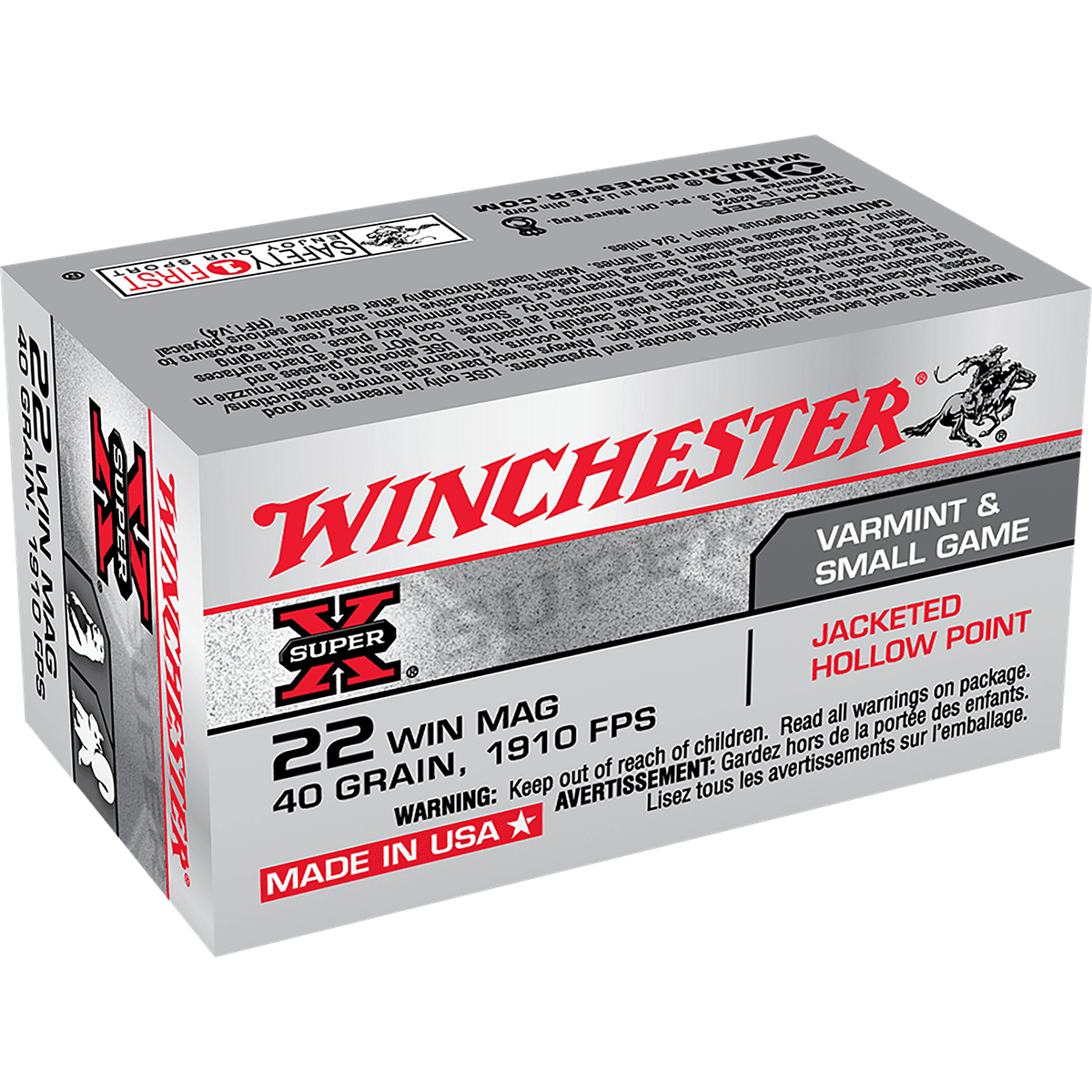 Winchester 22 WMR 40 gr JHP Super X 50rd Box Rimfire Ammo Winchester 22 WMR 40 gr JHP Super X 50rd Box Rimfire Ammo