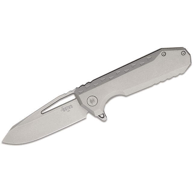 Southern Grind Penguin 3.50" Folding Drop Point S35VN Silver Titanium Handle Knife Southern Grind Penguin 3.50" Folding Drop Point S35VN Silver Titanium Handle Knife