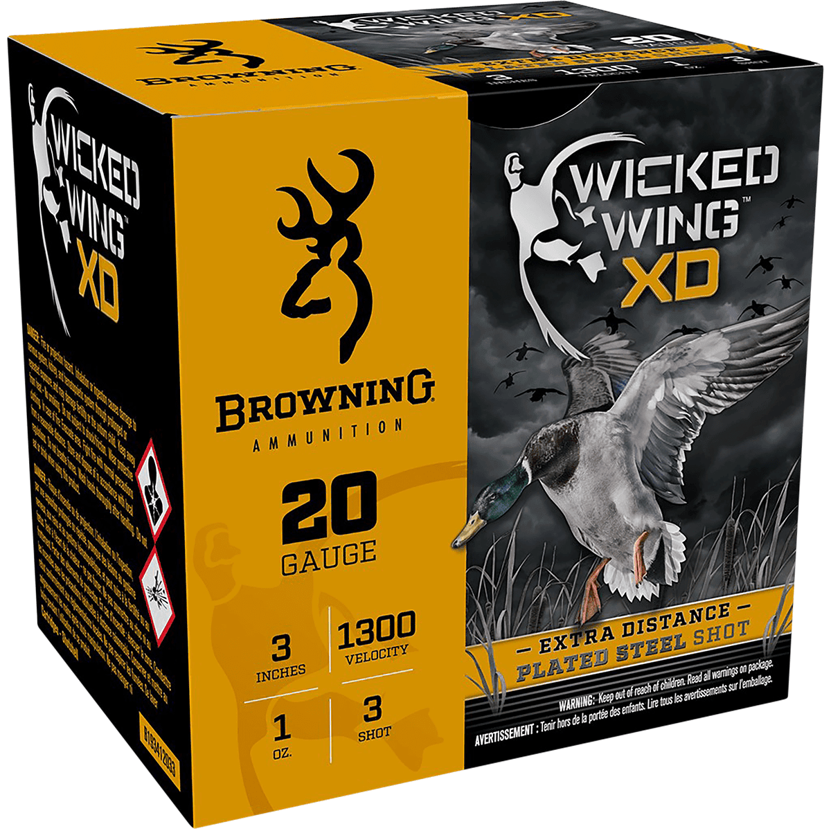 Browning Ammo B193412033 Wicked Wing XD 20 Gauge 3" 1 oz 3 Shot 25 Per Box/ 10 Case Browning Ammo B193412033 Wicked Wing XD 20 Gauge 3" 1 oz 3 Shot 25 Per Box/ 10 Case