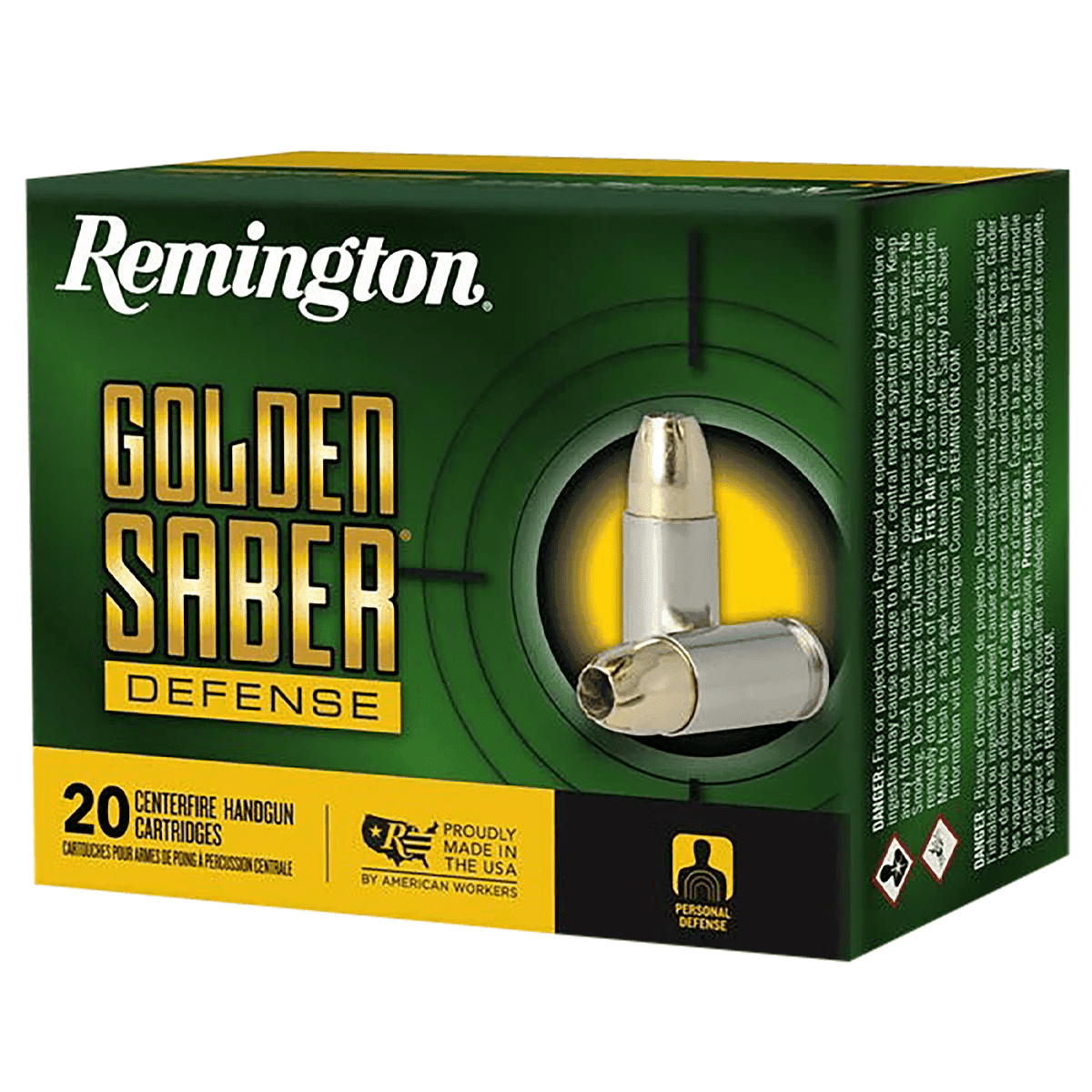 Remington Golden Saber Defense 10mm Auto 180 gr Brass Jacket Hollow Point (BJHP) Handgun Ammo Remington Golden Saber Defense 10mm Auto 180 gr Brass Jacket Hollow Point (BJHP) Handgun Ammo
