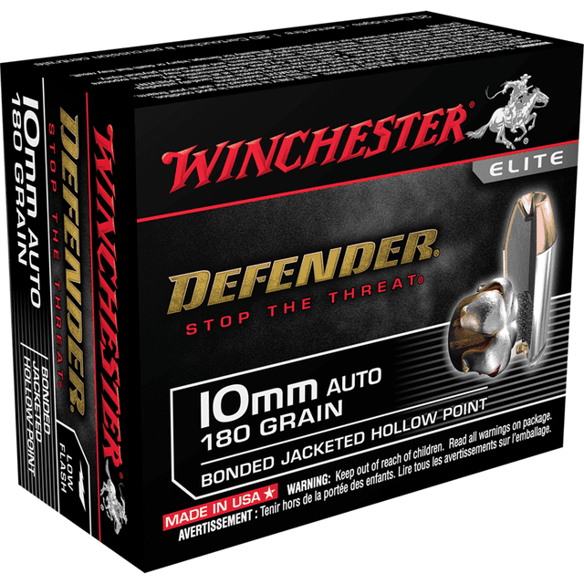 Winchester Defender 10mm Auto 180 gr Bonded Jacket Hollow Point Winchester Defender 10mm Auto 180 gr Bonded Jacket Hollow Point