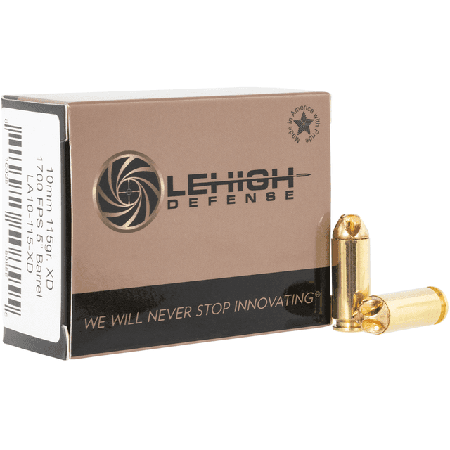 Lehigh Defense Xtreme Defense 10mm Auto 115 gr 1700 fps XD FMT Handgun Ammo Lehigh Defense Xtreme Defense 10mm Auto 115 gr 1700 fps XD FMT Handgun Ammo
