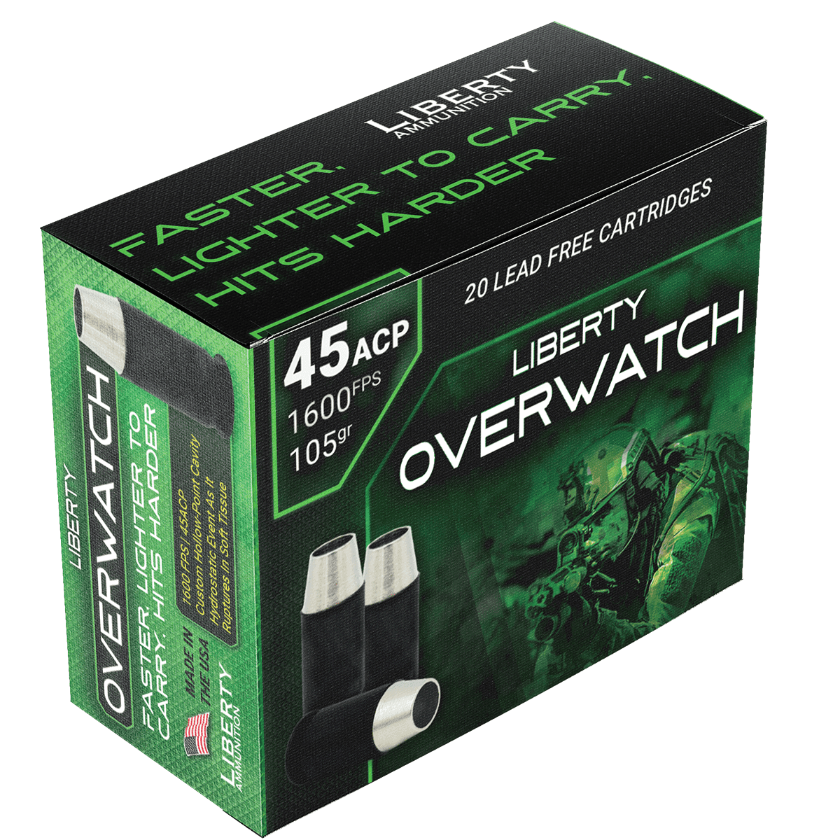 Liberty Ammunition OverWatch 45 ACP 105 gr Open Cavity Design (OCD) Handgun Ammo Liberty Ammunition OverWatch 45 ACP 105 gr Open Cavity Design (OCD) Handgun Ammo