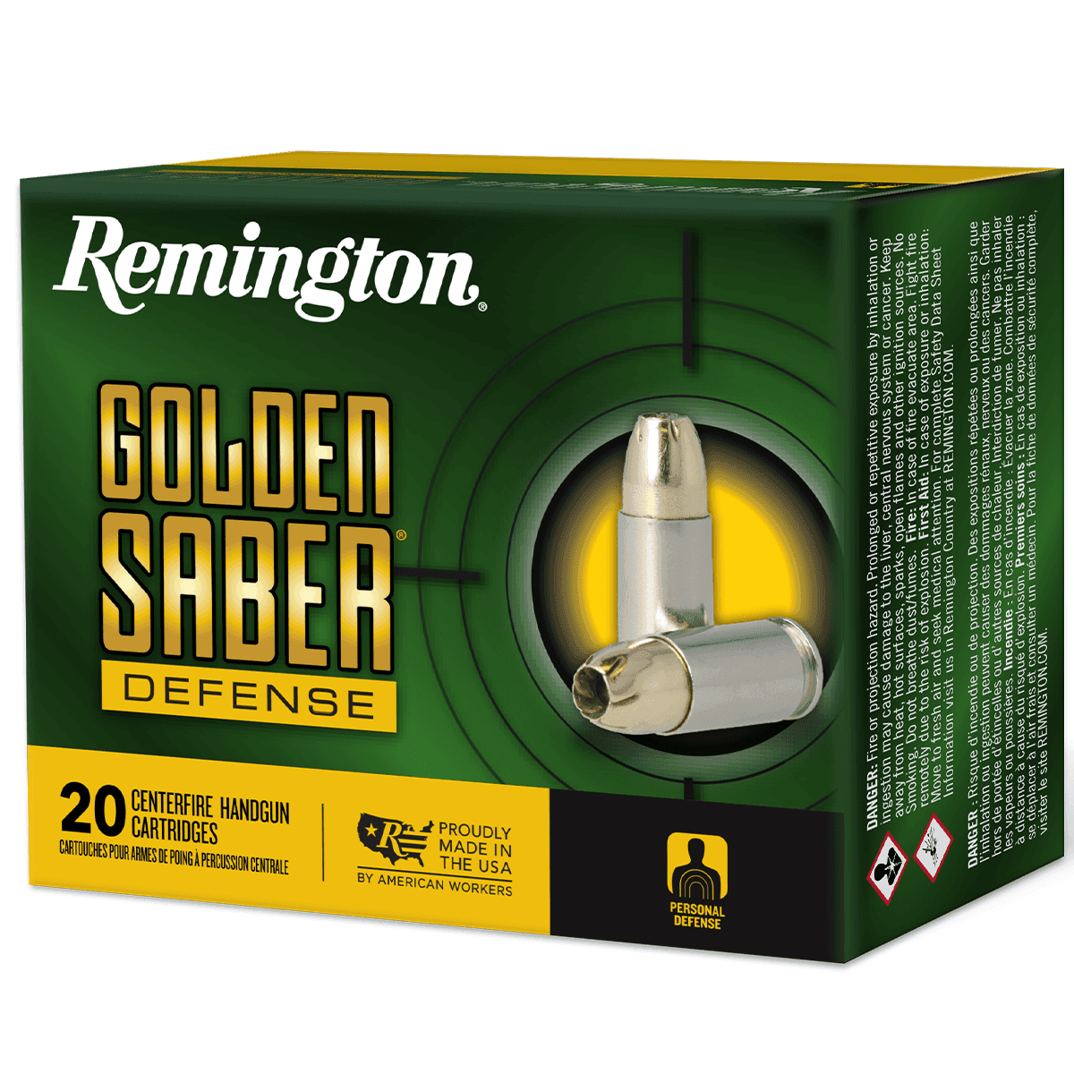 Remington Golden Saber Defense 45 ACP 230 gr Brass Jacket Hollow Point Handgun Ammo Remington Golden Saber Defense 45 ACP 230 gr Brass Jacket Hollow Point Handgun Ammo