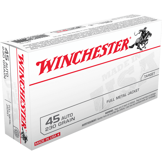 Winchester USA 45 ACP 230 gr Full Metal Jacket FMJ Handgun Ammo Winchester USA 45 ACP 230 gr Full Metal Jacket FMJ Handgun Ammo