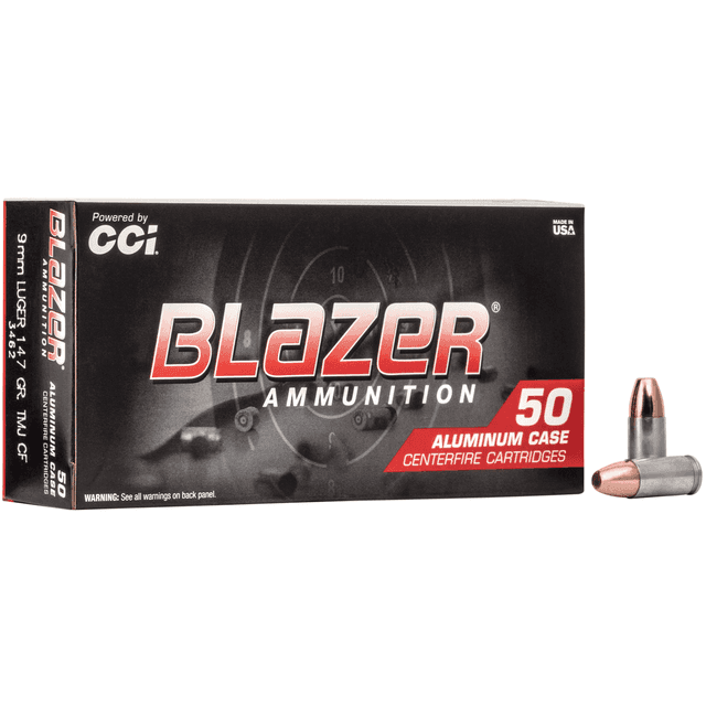 CCI 3462 Blazer Clean-Fire Handgun 9mm Luger 147 gr Total Metal Jacket 50 Per Box/ 20 Case CCI 3462 Blazer Clean-Fire Handgun 9mm Luger 147 gr Total Metal Jacket 50 Per Box/ 20 Case