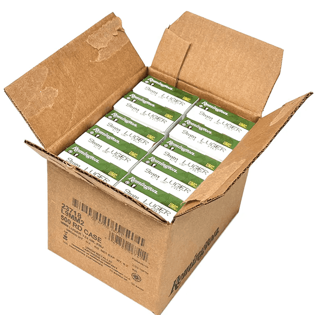 Remington 9mm Luger 124gr FMJ Brass Bulk 500 Round Value Pack Remington 9mm Luger 124gr FMJ Brass Bulk 500 Round Value Pack