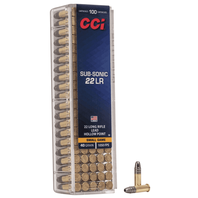 CCI 0056 Subsonic Small Game 22 LR 40 gr Lead Hollow Point 100 Per Box/ 50 Case CCI 0056 Subsonic Small Game 22 LR 40 gr Lead Hollow Point 100 Per Box/ 50 Case