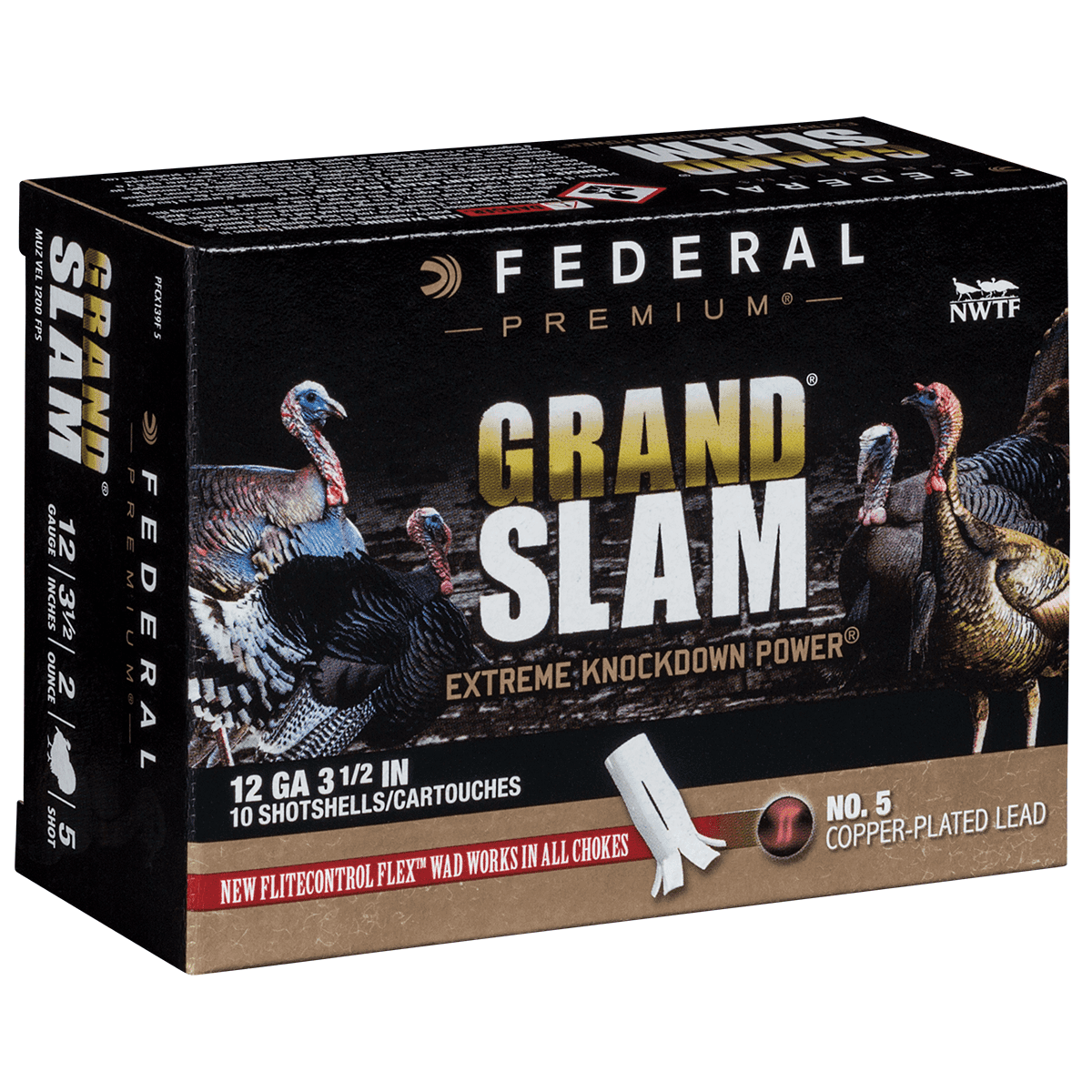 Federal PFCX139F5 Premium Grand Slam 12 Gauge 3.50" 2 oz 1200 fps 5 Shot 10 Bx Federal PFCX139F5 Premium Grand Slam 12 Gauge 3.50" 2 oz 1200 fps 5 Shot 10 Bx