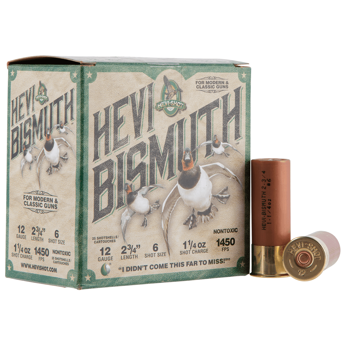 HEVI-Shot HS14706 HEVI-Bismuth 12 Gauge 2.75" 1 1/4 oz 1450 fps Bismuth 6 Shot 25 Bx HEVI-Shot HS14706 HEVI-Bismuth 12 Gauge 2.75" 1 1/4 oz 1450 fps Bismuth 6 Shot 25 Bx