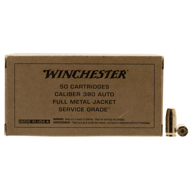 Winchester Ammo SG380W Service Grade 380 ACP 95 gr Full Metal Jacket Flat Nose 50 Per Box Ammo Winchester Ammo SG380W Service Grade 380 ACP 95 gr Full Metal Jacket Flat Nose 50 Per Box Ammo