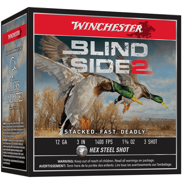 Winchester Ammo XBS1233 Blind Side 2 12 Gauge 3" 1 3/8 oz 1400 fps 3 Shot 25 Bx Winchester Ammo XBS1233 Blind Side 2 12 Gauge 3" 1 3/8 oz 1400 fps 3 Shot 25 Bx