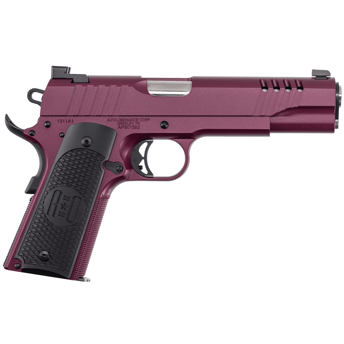Auto-Ordnance 1911 Full Size Frame 45 ACP Black Cherry Cerakote Pistol Auto-Ordnance 1911 Full Size Frame 45 ACP Black Cherry Cerakote Pistol