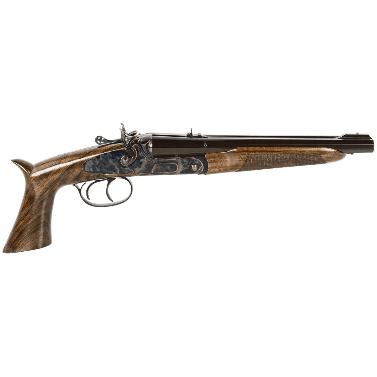 Davide Pedersoli 020S642410 Howdah Vintage 45 Colt (LC)/.410 gauge 2rd 10.25" Octagon Barrel, Color Case Hardened Frame, Walnut Furniture, Double Trigger with Side-Lock Exposed Hammers Davide Pedersoli 020S642410 Howdah Vintage 45 Colt (LC)/.410 gauge 2rd 10.25" Octagon Barrel, Color Case Hardened Frame, Walnut Furniture, Double Trigger with Side-Lock Exposed Hammers