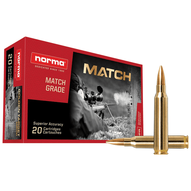 Norma Dedicated Precision Golden Target Match 223 Rem 69 gr Hollow Point Boat Tail Rifle Ammo Norma Dedicated Precision Golden Target Match 223 Rem 69 gr Hollow Point Boat Tail Rifle Ammo