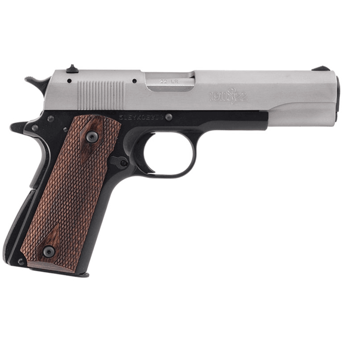 Browning 051879490 1911-22 A1 *CA Compliant Full Size Frame 22 LR 10+1. 4.25" Stainless Steel Barrel, Gray Anodized Serrated Slide, Matte Black Aluminum Frame w/Beavertail Browning 051879490 1911-22 A1 *CA Compliant Full Size Frame 22 LR 10+1. 4.25" Stainless Steel Barrel, Gray Anodized Serrated Slide, Matte Black Aluminum Frame w/Beavertail