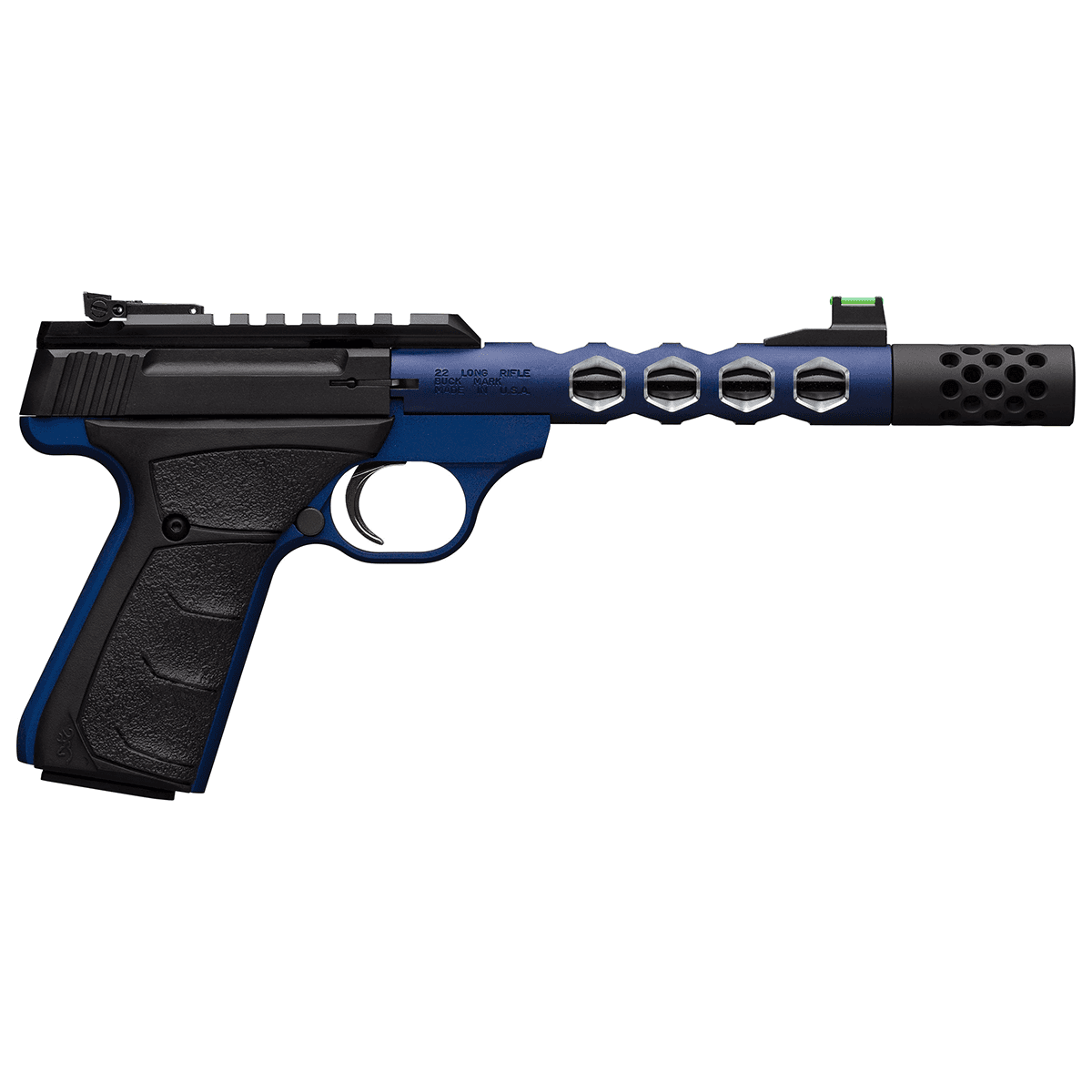 Browning 051562490 Buck Mark Plus 22 LR 10+1 5.90" Vision, Threaded w/Sawtooth Cuts Barrel, Matte Black Optic Ready/Serrated Steel Slide, Blue Anodized Aluminum Black Ultragrip FX Grips Browning 051562490 Buck Mark Plus 22 LR 10+1 5.90" Vision, Threaded w/Sawtooth Cuts Barrel, Matte Black Optic Ready/Serrated Steel Slide, Blue Anodized Aluminum Black Ultragrip FX Grips
