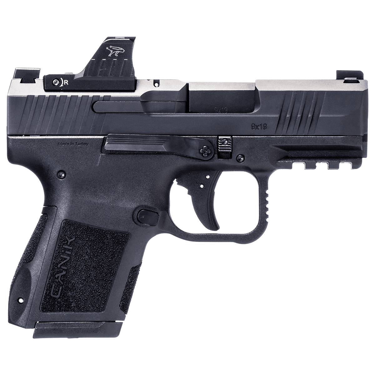 Canik HG7620VN MC9 9mm Luger 15+1, 3.18" Black Steel Barrel, Black Tenifer Cerakote Optic Ready/Serrated Steel Slide, Black Polymer Frame w/Picatinny Rail, MeCanik M01 Red Dot Canik HG7620VN MC9 9mm Luger 15+1, 3.18" Black Steel Barrel, Black Tenifer Cerakote Optic Ready/Serrated Steel Slide, Black Polymer Frame w/Picatinny Rail, MeCanik M01 Red Dot