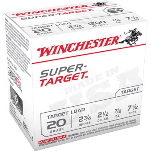 Winchester Ammo Super Target 20 Gauge 2.75" 7/8 oz 7.5 Shot 25 Bx/ 10 Cs Winchester Ammo Super Target 20 Gauge 2.75" 7/8 oz 7.5 Shot 25 Bx/ 10 Cs