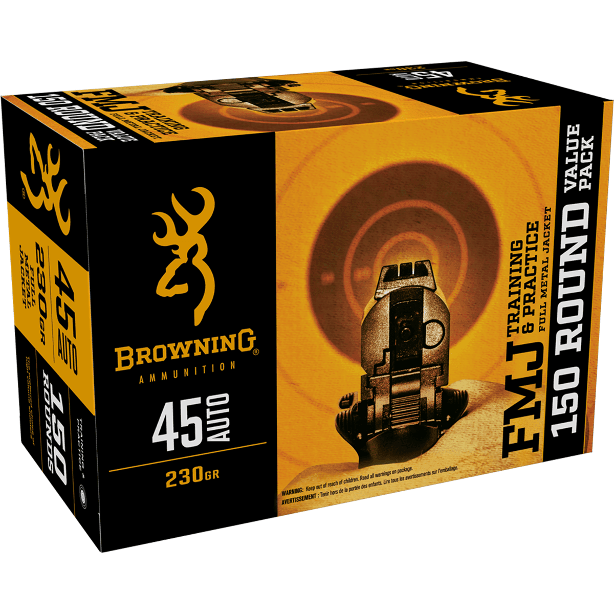 Browning Ammo 45 ACP 230 Grain FMJ Bulk Pack 150 Round Box Browning Ammo 45 ACP 230 Grain FMJ Bulk Pack 150 Round Box