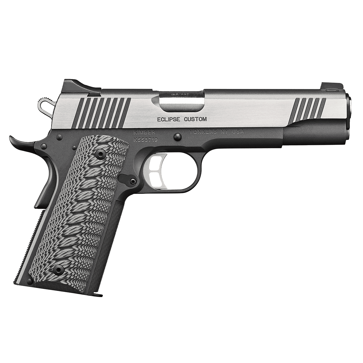 Kimber 1911 Eclipse Custom 10mm 5" 8+1 (NS) Stainless/Charcoal Gray Semi Automatic Pistol Kimber 1911 Eclipse Custom 10mm 5" 8+1 (NS) Stainless/Charcoal Gray Semi Automatic Pistol