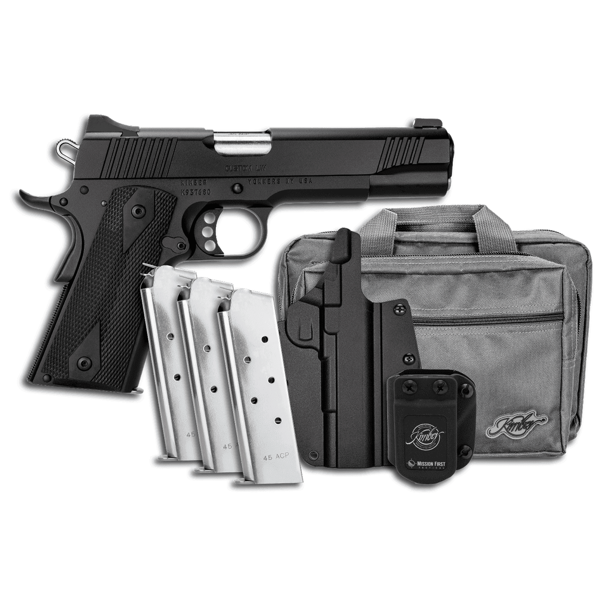 Kimber 1911 Custom LW .45ACP 5" 7+1 Semi Automatic Pistol Club Bundle Kimber 1911 Custom LW .45ACP 5" 7+1 Semi Automatic Pistol Club Bundle