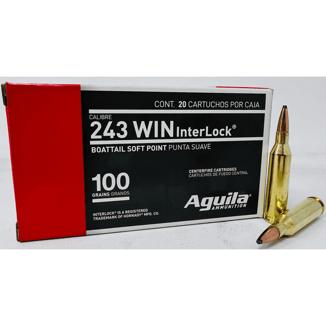 Aguila 243 Win 100 gr InterLock Boat Tail Soft Point 20 Per Box Aguila 243 Win 100 gr InterLock Boat Tail Soft Point 20 Per Box