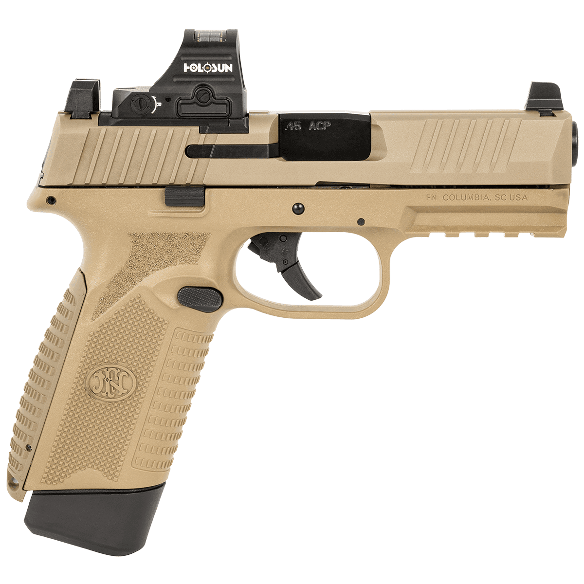 FN 545 MRD 45 ACP FDE Semi Automatic Handgun with Holosun 407C Red Dot FN 545 MRD 45 ACP FDE Semi Automatic Handgun with Holosun 407C Red Dot