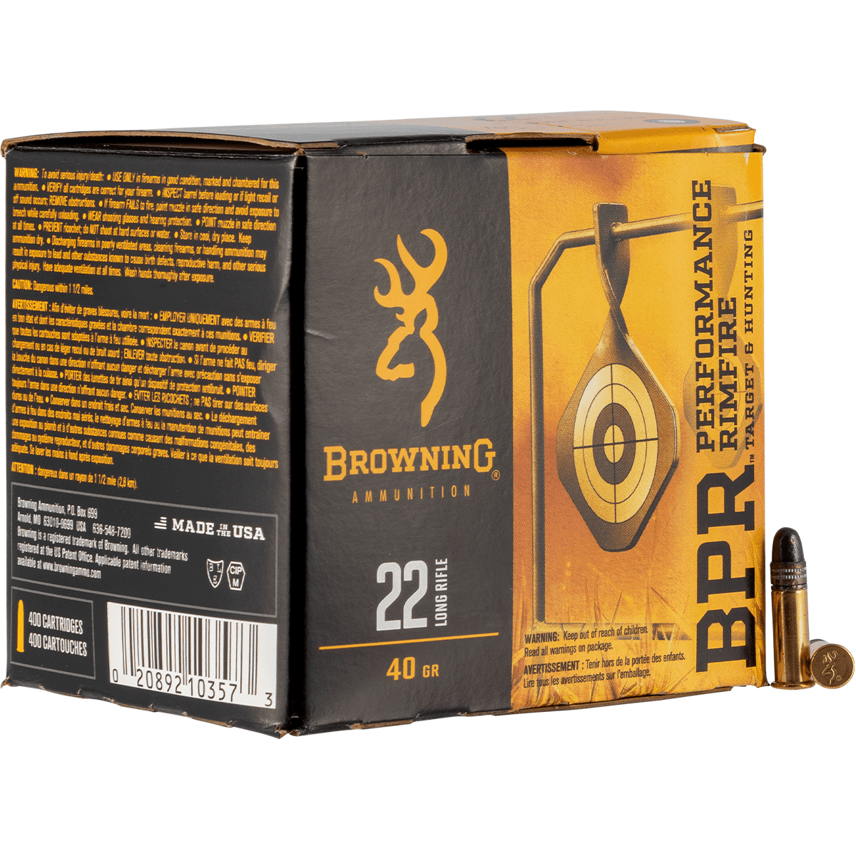 Browning Ammo BPR Performance Rimfire 22 LR 40 gr Lead Round Nose 400 Per Box Browning Ammo BPR Performance Rimfire 22 LR 40 gr Lead Round Nose 400 Per Box