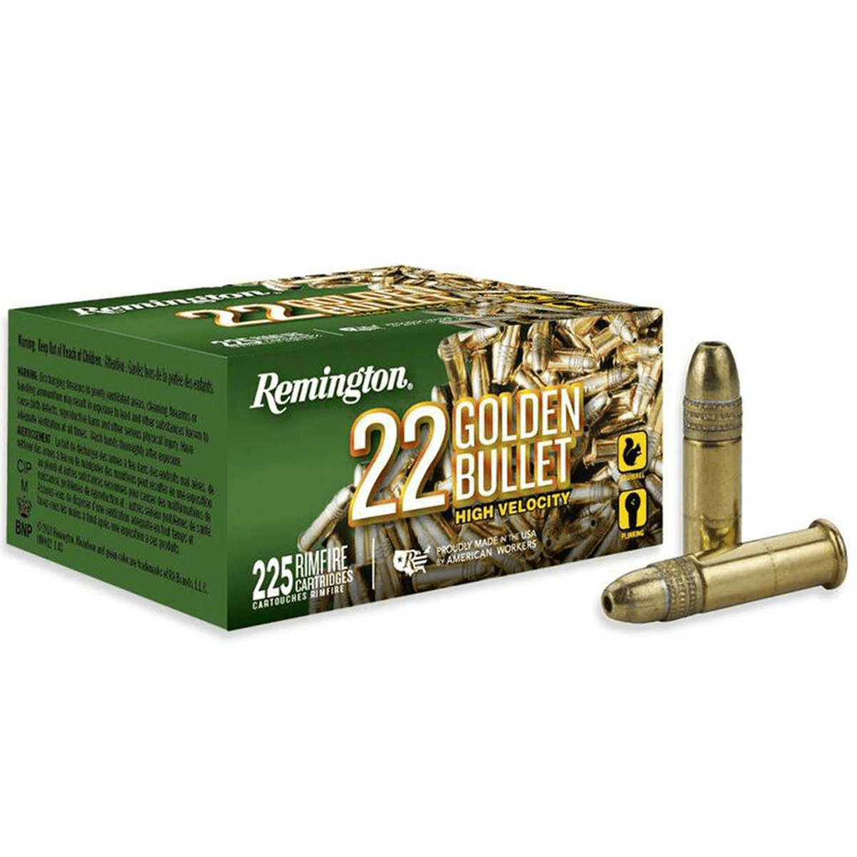Remington Ammunition 21229 Golden Bullet Rimfire 22 LR 36 gr Plated Hollow Point 225 Per Box Remington Ammunition 21229 Golden Bullet Rimfire 22 LR 36 gr Plated Hollow Point 225 Per Box
