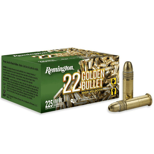 Remington Ammunition 21229 Golden Bullet Rimfire 22 LR 36 gr Plated Hollow Point 225 Per Box Remington Ammunition 21229 Golden Bullet Rimfire 22 LR 36 gr Plated Hollow Point 225 Per Box